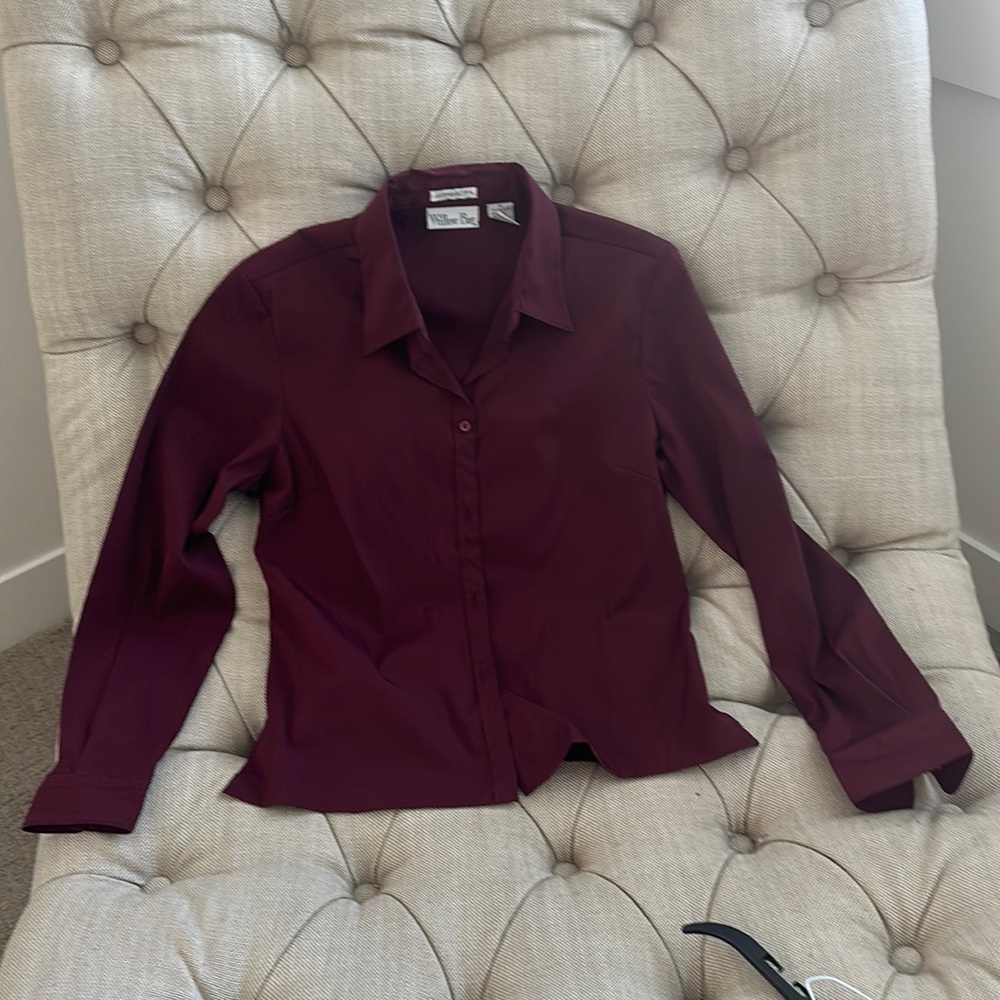 Button down, long sleeve shirt, maroon size M